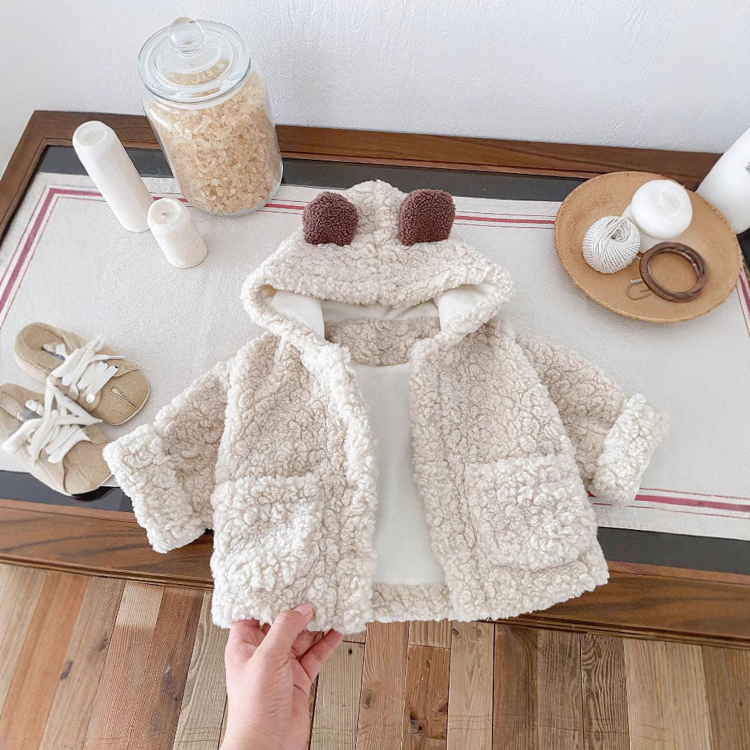 Plush Thickened Warm Bear Ears Toddler Coat