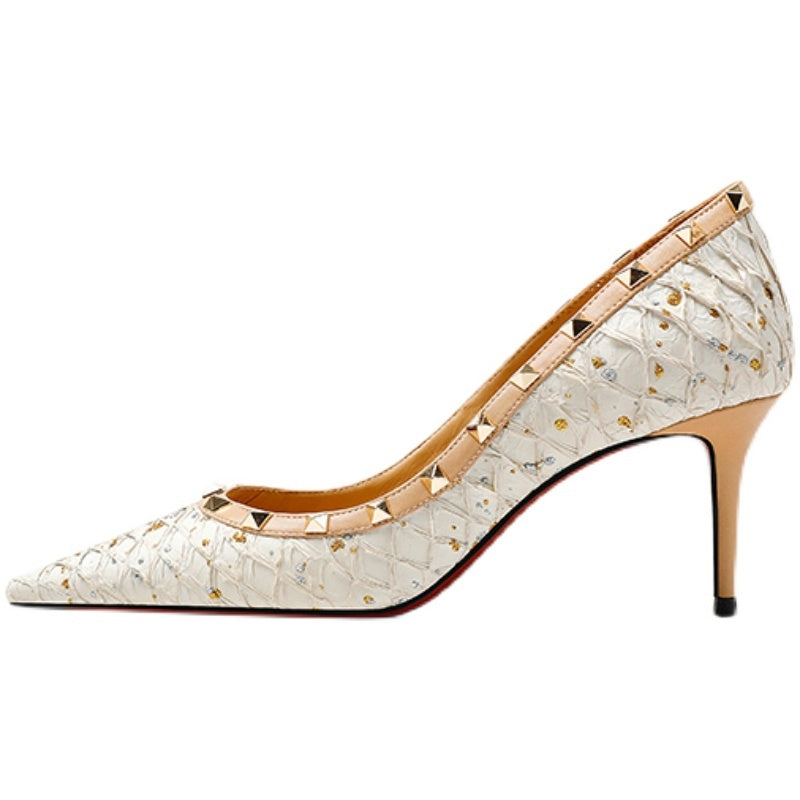 Women's Four Seasons Shoes With Stiletto Orange Single Shoes