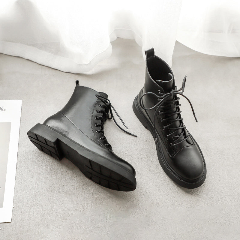 New All-match Color Matching Motorcycle Rider Short Boots
