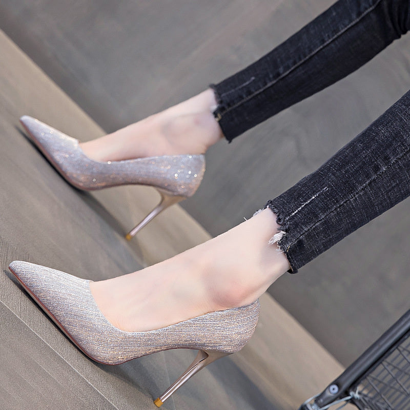 Pointed Non-tiring Feet Black Commuter Workplace High Heels