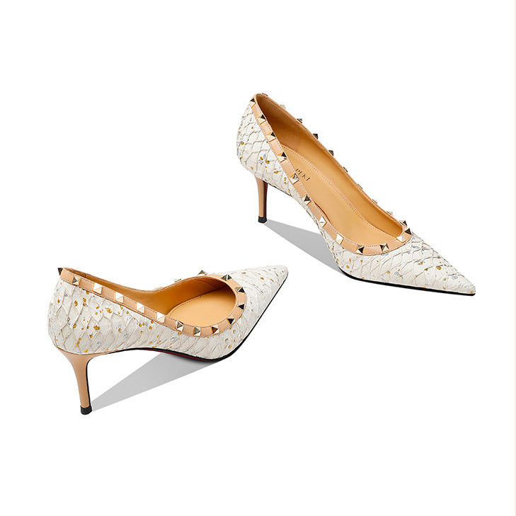 Women's Four Seasons Shoes With Stiletto Orange Single Shoes