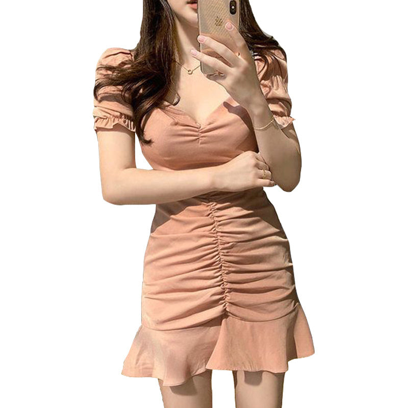 The New Ladies' Temperament V-neck Waist And Thin Fishtail Skirt