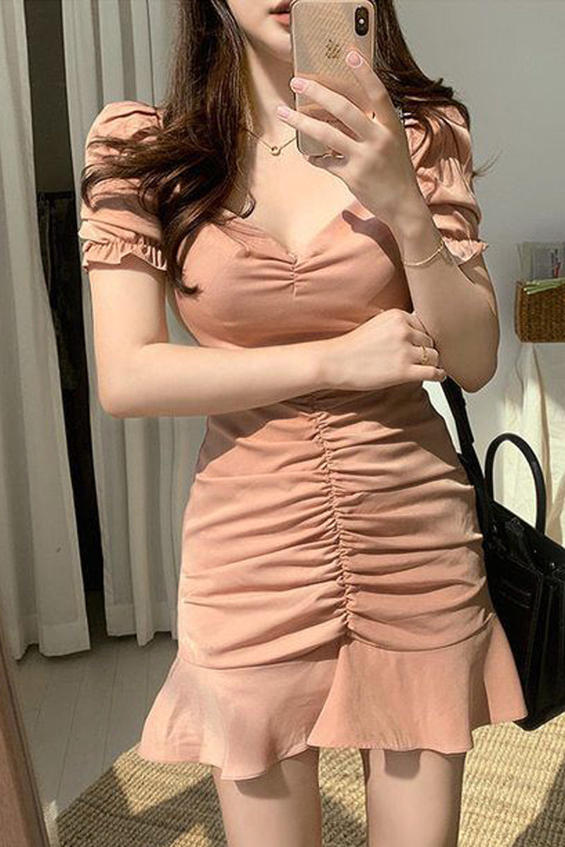 The New Ladies' Temperament V-neck Waist And Thin Fishtail Skirt