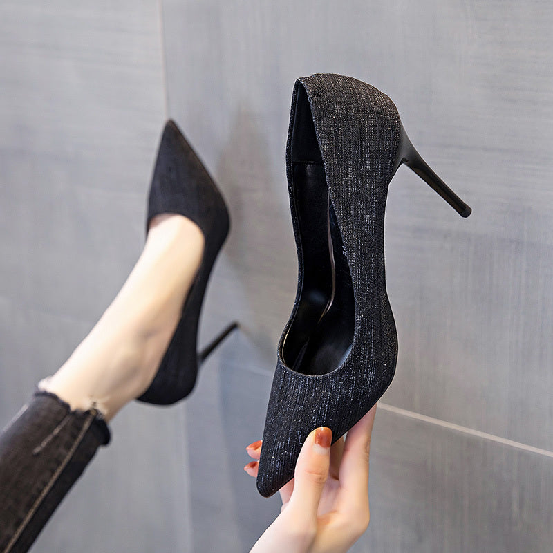 Pointed Non-tiring Feet Black Commuter Workplace High Heels