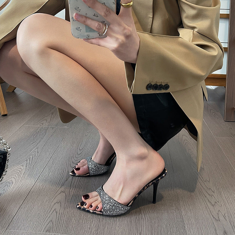 Pointed Stiletto Heel Women's Outdoor Rhinestone Sandals