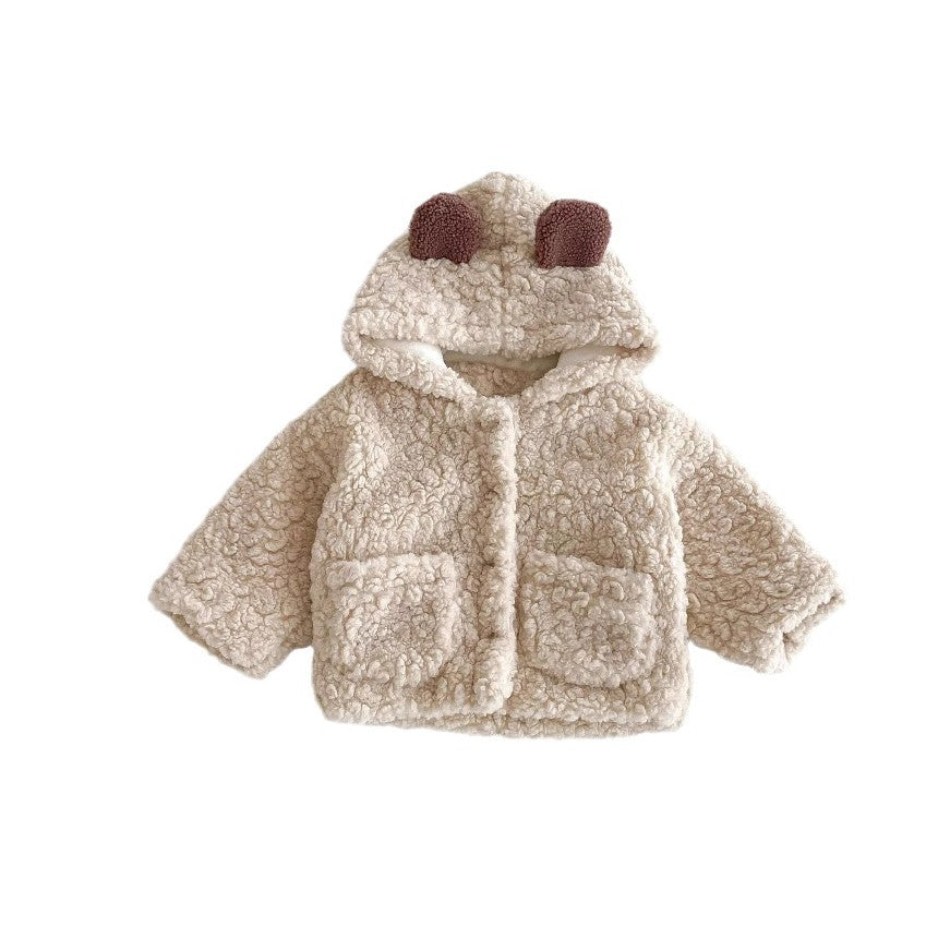 Plush Thickened Warm Bear Ears Toddler Coat