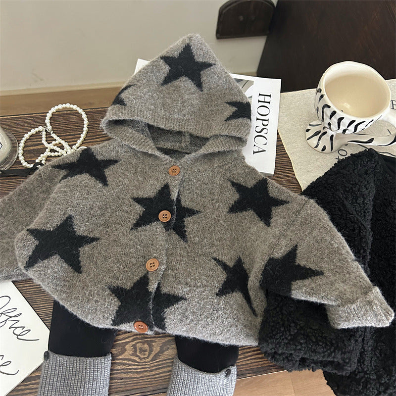 Five-pointed Star Sweater Children Bunching Socks Velvet Padded Leggings