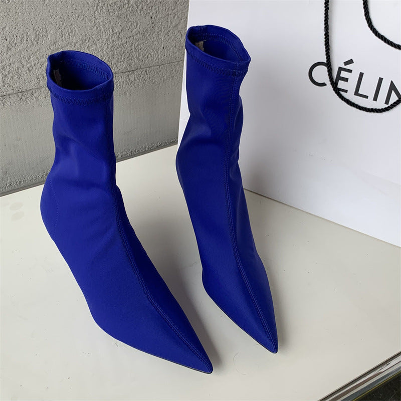 Mid-calf Stiletto Heel Elastic Booties Women