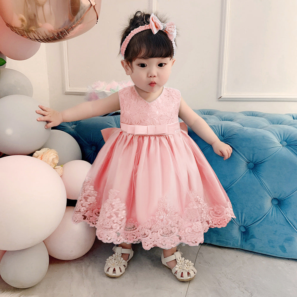 New Fashion Bowknot Lace Girl's Princess Dress
