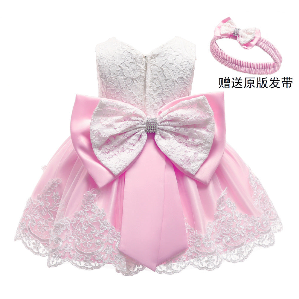 New Fashion Bowknot Lace Girl's Princess Dress