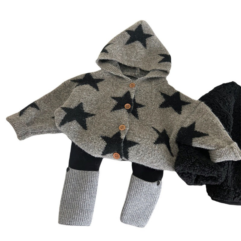 Five-pointed Star Sweater Children Bunching Socks Velvet Padded Leggings