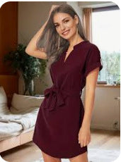 Women's Fashion Bowknot Short Sleeve Dress