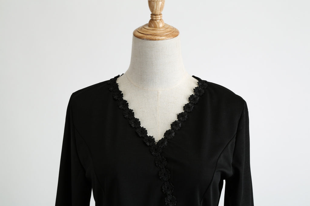 Autumn New Style Long-sleeved V-neck Embroidered Waist Slim Fit Dress