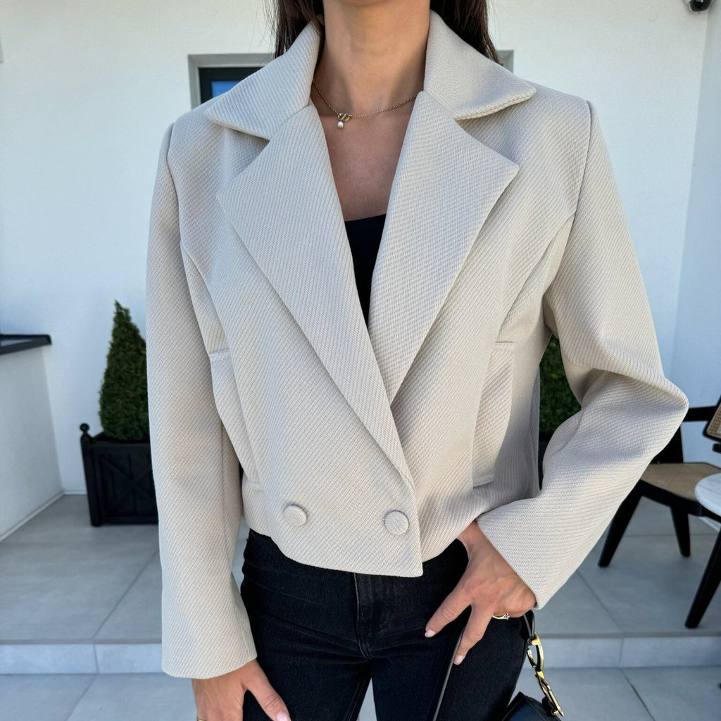British Personalized Women's Suit Collar Woolen Jacket