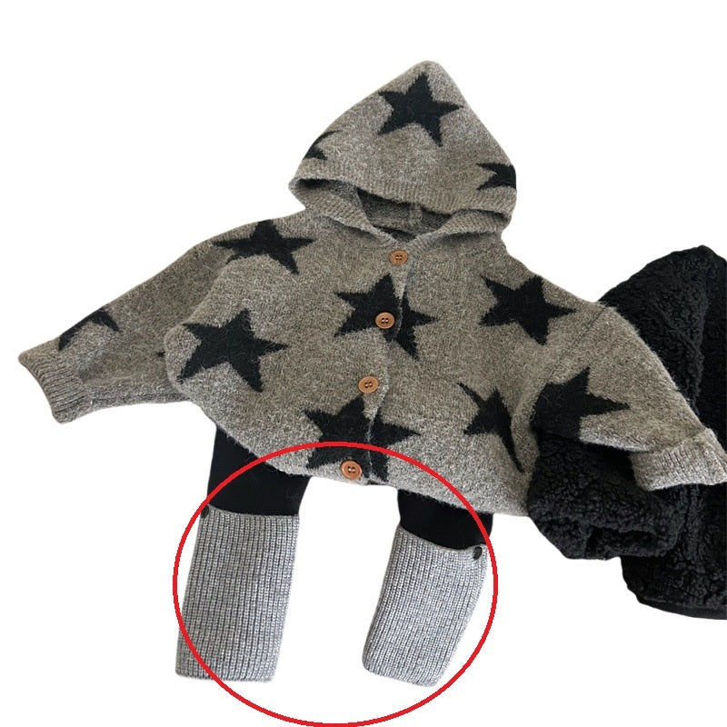 Five-pointed Star Sweater Children Bunching Socks Velvet Padded Leggings