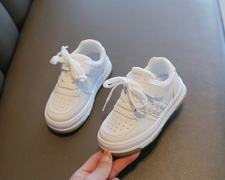 Children's White Shoes Sneakers Lightweight Non-slip Boys Casual Soft Bottom Baby Sneakers